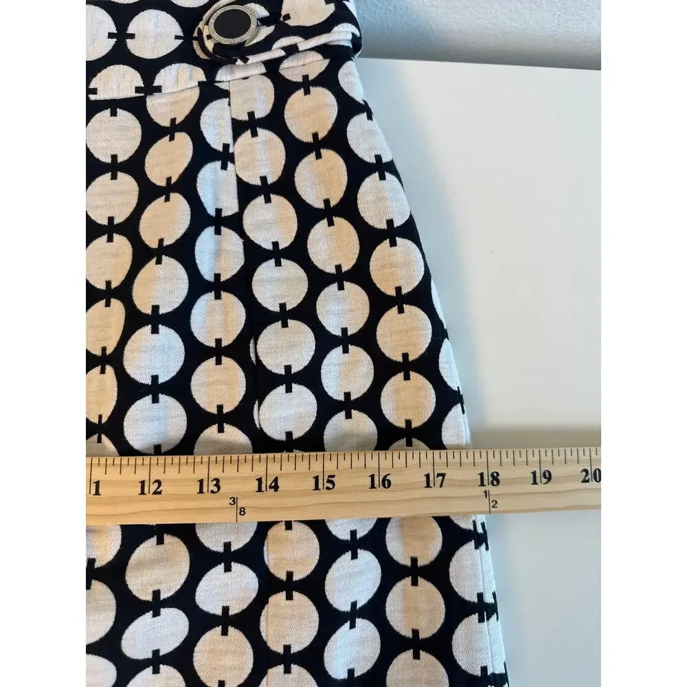 🖤 Tory Burch Retro Mod Geometric Circle Link Pencil Skirt with Branded Buttons
